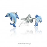 Silver rhodium plated earrings for girls - Delfinki