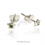 Silver earrings for girls - Tiny green stars