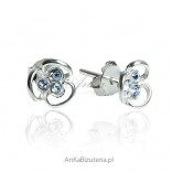 Silver earrings for girls - Blue flower