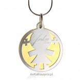 "Sweet Dzidzia" - girl silver pendant with 14k gold and silver