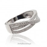 Silver rhodium ring with cubic zirconia - like diamond 13,17