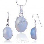 Silver set with opal - unusual stone