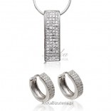 Set of silver rhodium-plated jewelry with cubic zirconia embedded with the Micro Pave method