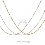 Silver necklace, chain - 45 cm - silver with two gold colors