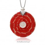 A great pendant with shells and rhodium silver - unique jewelry