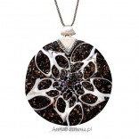 Beautiful artistic unique jewelry - silver pendant with painted shell