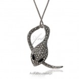 Snake - silver jewelry with marcasites - silver pendant