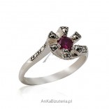 Unique jewelry - marcasite ring and maroon cubic zirconia -18.