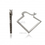 Silver earrings with marcasites - "Crooked square"