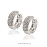 Rhodium-plated silver earrings with cubic zirconia framed with Micro Pave
