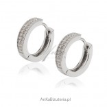 Silver earrings with zircons - with micro zircons framed like diamonds