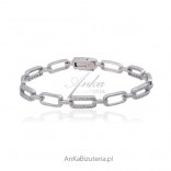 Silver bracelet rhodium plated with cubic zirconias - Micro Pave