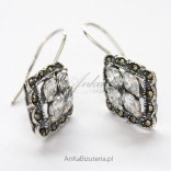 Silver earrings with cubic zirconia and marcasites.
