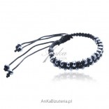 Trendy bracelet on strings with graphite crystals