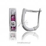Silver earrings with cubic zirconia "Pink commas"