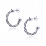 Rhodium-plated silver earrings. Circles from the latest Italian collection