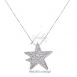 Two-star necklace with cubic zirconia. Chain with pendant