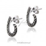 Silver earrings with Marcasites