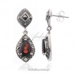 Silver earrings with pomegranates and marcasites
