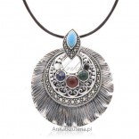 Silver pendant with natural stones Vintage Jewelry