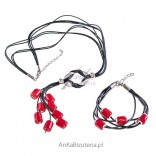 Silver set with coral: Silver Necklaces and Bracelets