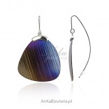 Silver titanium earrings - Rainbow colors